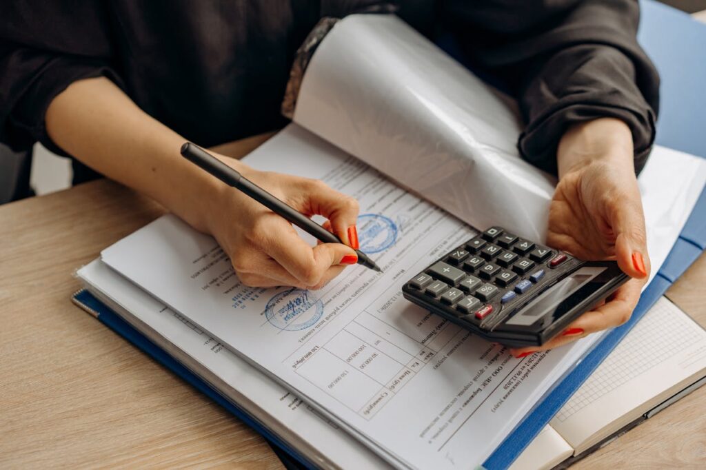 A Person Examining a Document